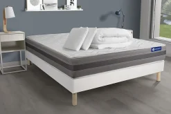 Actisom Pack sommier kit matelas Ressorts ensachés et mémoire de forme avec couette et oreillers* Ensemble Sommier Et Matelas