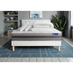 Actisom Pack sommier kit matelas Ressorts ensachés et mémoire de forme avec couette et oreillers* Ensemble Sommier Et Matelas