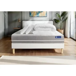 Actisom Pack sommier kit matelas Mémoire de forme avec couette et oreillers* Ensemble Sommier Et Matelas