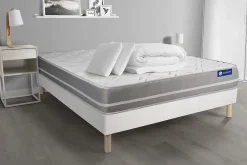 Actisom Pack sommier kit matelas Mémoire de forme avec couette et oreillers* Ensemble Sommier Et Matelas