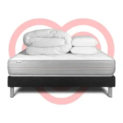 Pack sommier kit matelas Mousse polyuréthane à mémoire de forme avec couette et oreillers><noscript><img width=