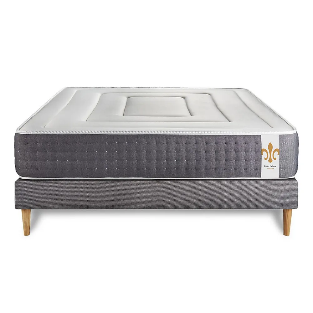 Litier Deluxe Pack sommier kit matelas Ressorts ensachés et mémoire de forme avec couette et oreillers* Ensemble Sommier Et Matelas