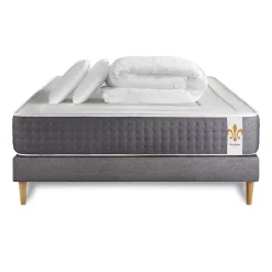 Litier Deluxe Pack sommier kit matelas Ressorts ensachés et mémoire de forme avec couette et oreillers* Ensemble Sommier Et Matelas