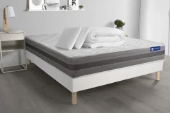 Actisom Pack sommier kit matelas Latex et mémoire de forme avec couette et oreillers* Ensemble Sommier Et Matelas