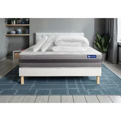 Actisom Pack sommier kit matelas Latex et mémoire de forme avec couette et oreillers* Ensemble Sommier Et Matelas
