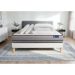 Pack sommier kit matelas Ressorts ensachés avec couette et oreillers>Actisom Discount
