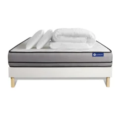 Pack sommier kit matelas Ressorts ensachés avec couette et oreillers>Actisom Discount