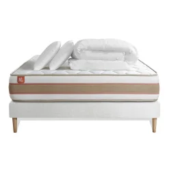 Pack sommier kit matelas Ressorts ensachés et mémoire de forme avec couette et oreillers>Marmottes & Co Hot