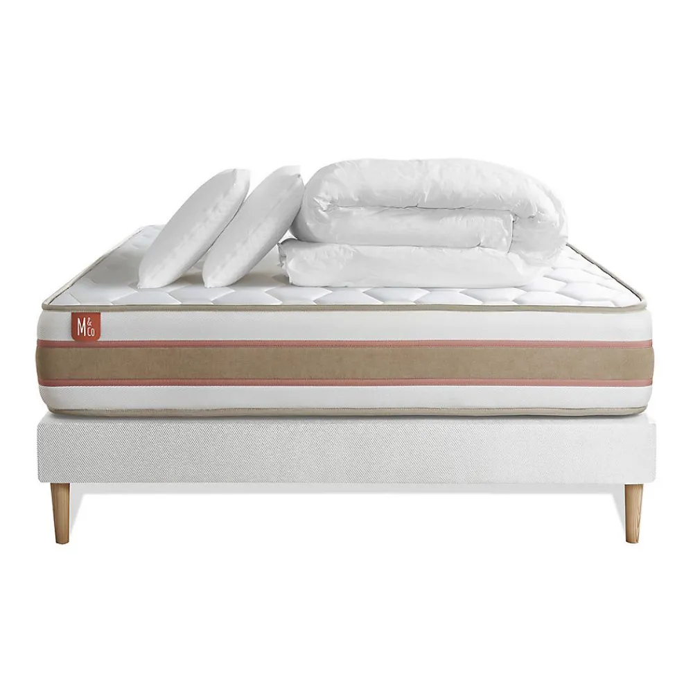 Pack sommier kit matelas Ressorts ensachés et mémoire de forme avec couette et oreillers>Marmottes & Co Hot