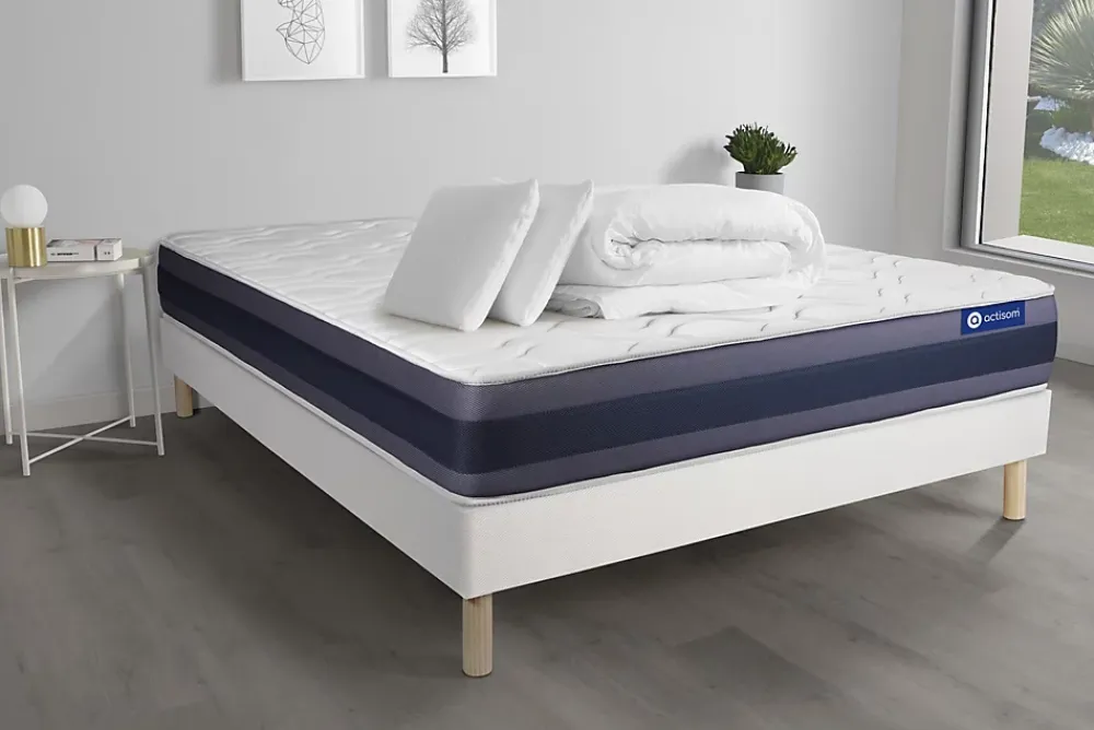 Actisom Pack sommier kit matelas Latex et mémoire de forme avec couette et oreillers* Ensemble Sommier Et Matelas