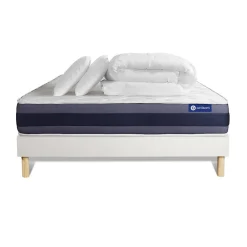 Actisom Pack sommier kit matelas Latex et mémoire de forme avec couette et oreillers* Ensemble Sommier Et Matelas
