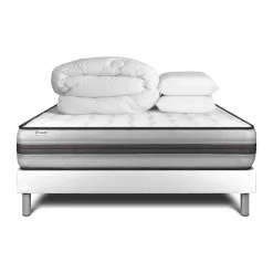 Pack sommier kit matelas Ressorts ensachés et mémoire de forme avec couette et oreillers>Vitalit