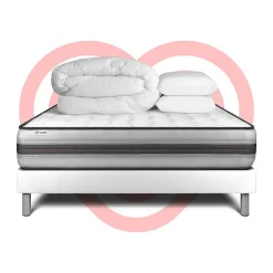 Pack sommier kit matelas Ressorts ensachés et mémoire de forme avec couette et oreillers><noscript><img width=
