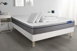 Actisom Pack sommier kit matelas Latex et mémoire de forme avec couette et oreillers* Ensemble Sommier Et Matelas
