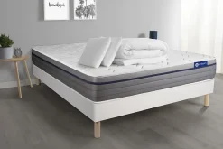 Actisom Pack sommier kit matelas Mémoire de forme avec couette et oreillers* Ensemble Sommier Et Matelas