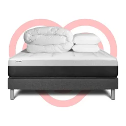 Pack sommier kit matelas Ressorts ensachés et mémoire de forme avec couette et oreillers><noscript><img width=