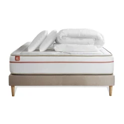 Pack sommier kit matelas Mémoire de forme avec couette et oreillers>Marmottes & Co Discount