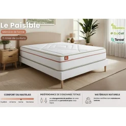 Pack sommier kit matelas Mémoire de forme avec couette et oreillers><noscript><img width=