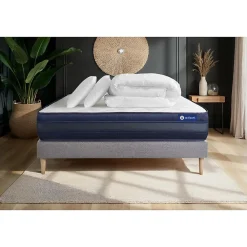 Pack sommier kit matelas Ressorts ensachés et mémoire de forme avec couette et oreillers>Actisom Outlet