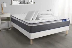 Actisom Pack sommier kit matelas Latex et mémoire de forme avec couette et oreillers* Ensemble Sommier Et Matelas