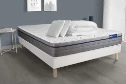 Actisom Pack sommier kit matelas Ressorts ensachés et mémoire de forme avec couette et oreillers* Ensemble Sommier Et Matelas