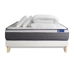 Pack sommier kit matelas Mémoire de forme avec couette et oreillers>Actisom Hot