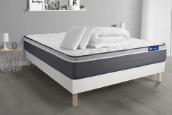 Pack sommier kit matelas Mémoire de forme avec couette et oreillers><noscript><img width=