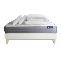 Actisom Pack sommier kit matelas Mémoire de forme avec couette et oreillers* Ensemble Sommier Et Matelas