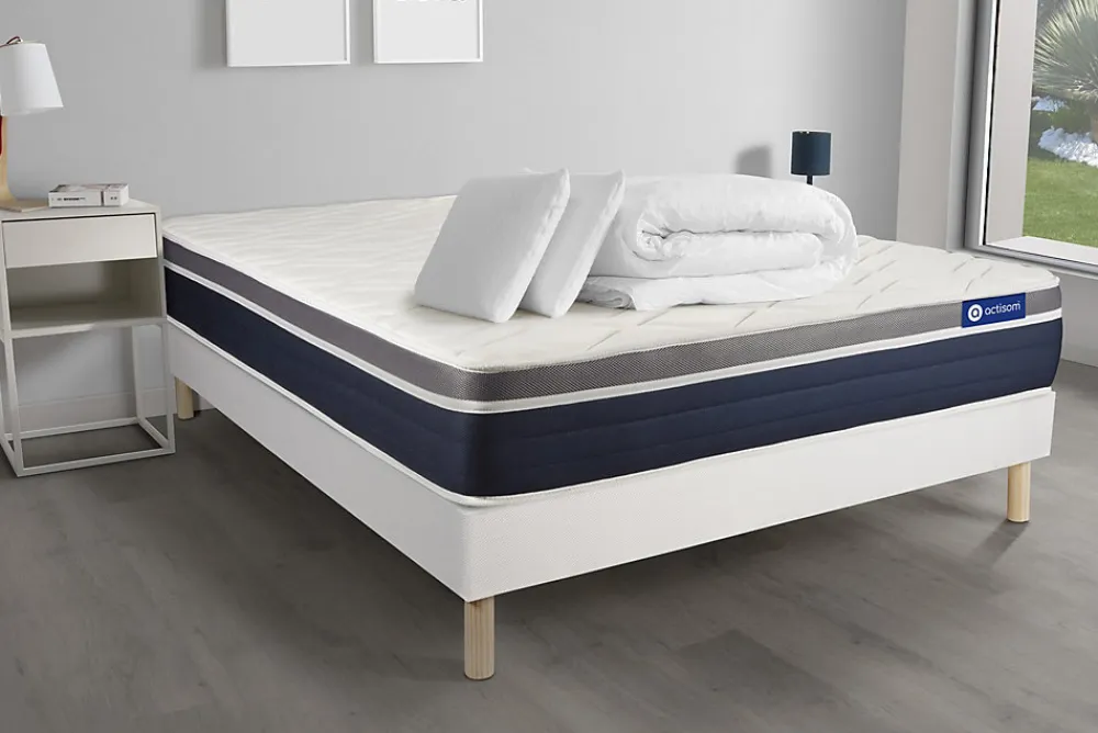 Pack sommier kit matelas Latex et mémoire de forme avec couette et oreillers>Actisom Sale