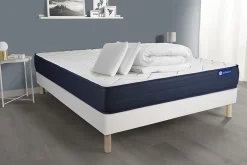 Actisom Pack sommier kit matelas Ressorts ensachés et mémoire de forme avec couette et oreillers* Ensemble Sommier Et Matelas