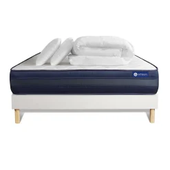 Actisom Pack sommier kit matelas Latex et mémoire de forme avec couette et oreillers* Ensemble Sommier Et Matelas