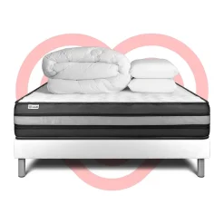 Vitalit Pack sommier kit matelas Mousse polyuréthane à mémoire de forme avec couette et oreillers* Ensemble Sommier Et Matelas