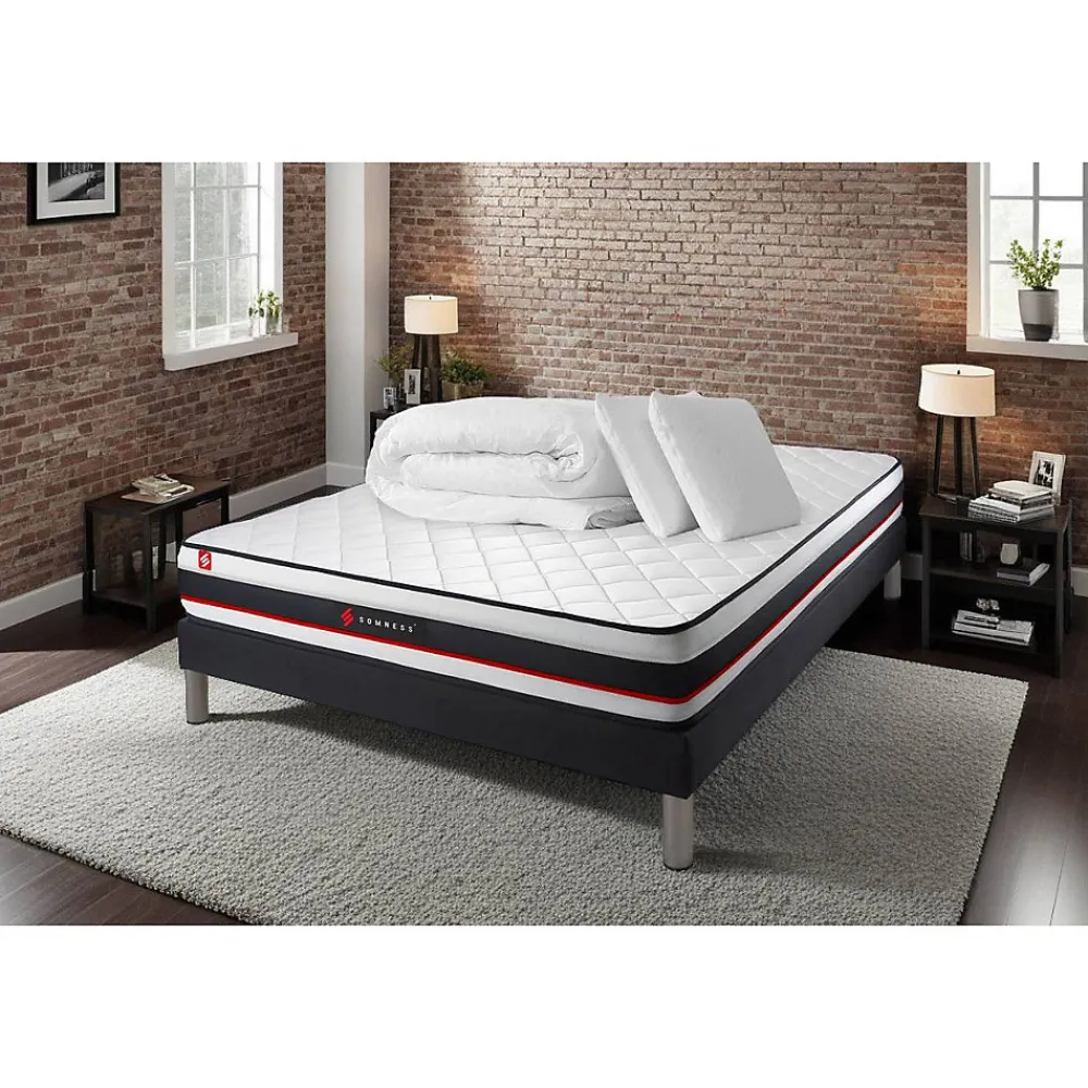 Pack sommier kit matelas Mousse avec couette et oreillers>Somness Clearance