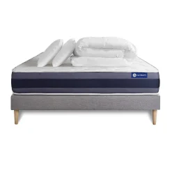 Actisom Pack sommier kit matelas Latex et mémoire de forme avec couette et oreillers* Ensemble Sommier Et Matelas