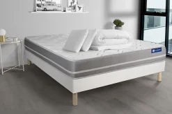 Actisom Pack sommier kit matelas Latex et mémoire de forme avec couette et oreillers* Ensemble Sommier Et Matelas