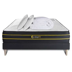 Sleepfit Pack sommier kit matelas Mémoire de forme et micro ressorts ensachés avec couette et oreillers* Ensemble Sommier Et Matelas