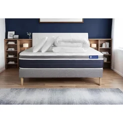 Actisom Pack sommier kit matelas Ressorts ensachés et mémoire de forme avec couette et oreillers* Ensemble Sommier Et Matelas