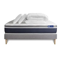 Actisom Pack sommier kit matelas Latex et mémoire de forme avec couette et oreillers* Ensemble Sommier Et Matelas