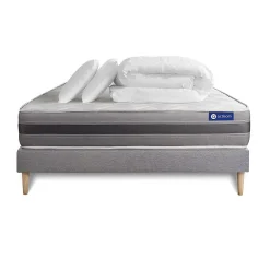 Pack sommier kit matelas Latex et mémoire de forme avec couette et oreillers>Actisom Best