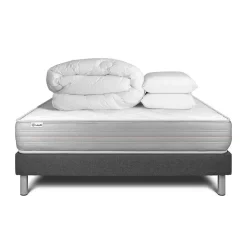 Pack sommier kit matelas Mousse polyuréthane à mémoire de forme avec couette et oreillers>Vitalit New