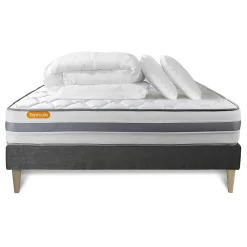 Pack sommier kit matelas Ressorts ensachés et mémoire de forme avec couette et oreillers>Sept Nuits Sale
