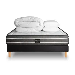 Prestige Literie Pack sommier kit matelas Ressorts ensachés et mémoire de forme avec couette et oreillers* Ensemble Sommier Et Matelas