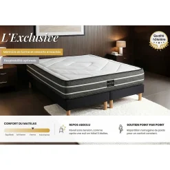 Prestige Literie Pack sommier kit matelas Ressorts ensachés et mémoire de forme avec couette et oreillers* Ensemble Sommier Et Matelas