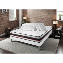 Pack sommier tapissier matelas Mousse avec couette et oreillers>Somness Sale