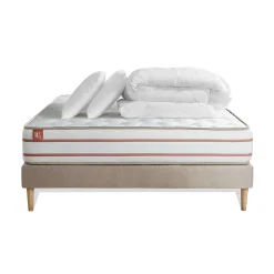 Pack sommier tapissier matelas Mémoire de forme avec couette et oreillers>Marmottes & Co Online