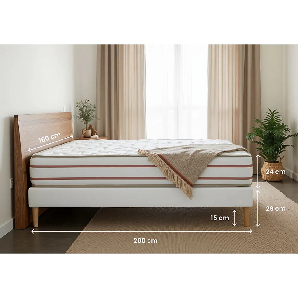 Pack sommier tapissier matelas Mémoire de forme avec couette et oreillers>Marmottes & Co Online