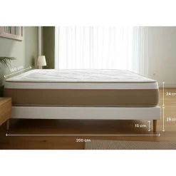 Marmottes & Co Pack sommier tapissier matelas Ressorts ensachés et mémoire de forme avec couette et oreillers* Ensemble Sommier Et Matelas