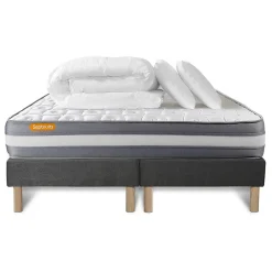Pack sommier tapissier matelas Mémoire de forme avec couette et oreillers>Sept Nuits Online
