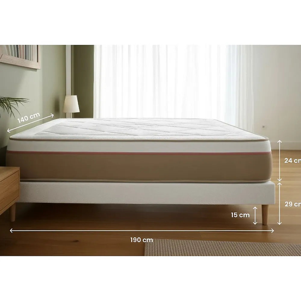 Pack sommier tapissier matelas Ressorts ensachés et mémoire de forme avec couette et oreillers>Marmottes & Co New
