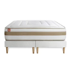 Marmottes & Co Pack sommier tapissier matelas Ressorts ensachés et mémoire de forme avec couette et oreillers* Ensemble Sommier Et Matelas